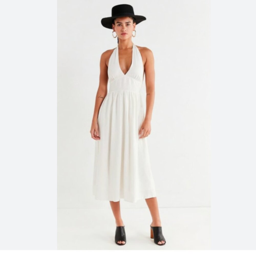 Urban Outfitters White Midi Halter Dress, size small/petite